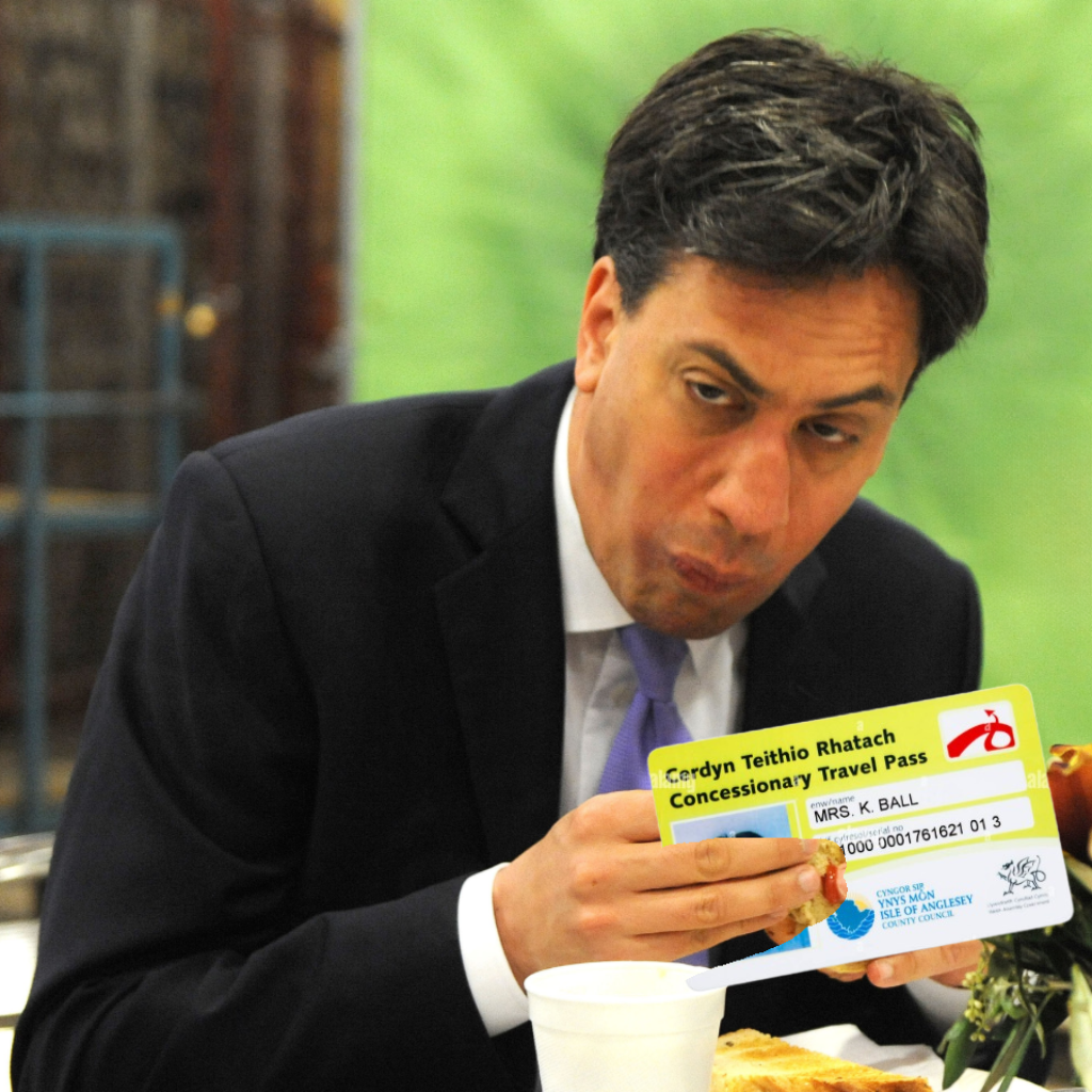 Miliband eating travel pass